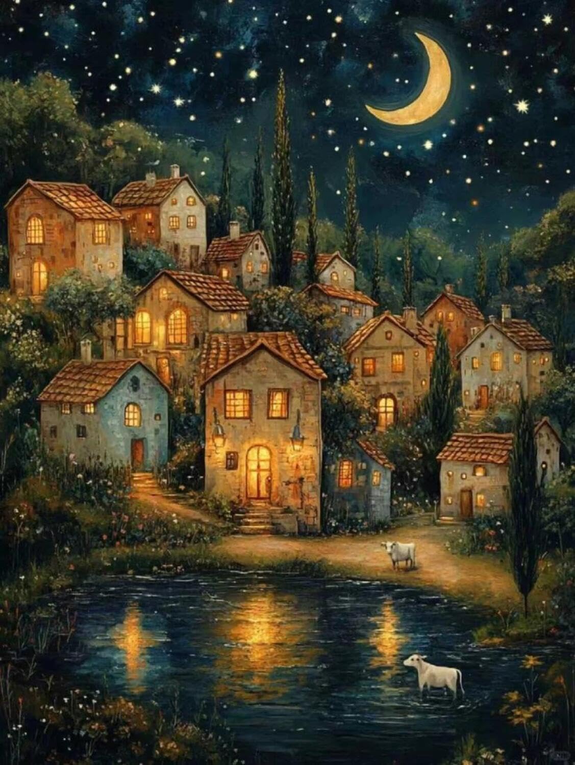 Rqwybcaxn X Seed Bead Embroidery Kits Cartoon Town 40X50cm