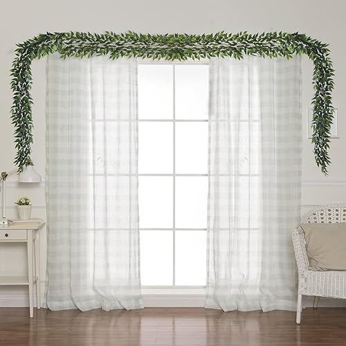 Miniatura 7 de 3 hebras de enredaderas artificiales de ruscus italiano, guirnalda de vid de seda de 73 pulgadas con hojas verdes, plantas colgantes falsas