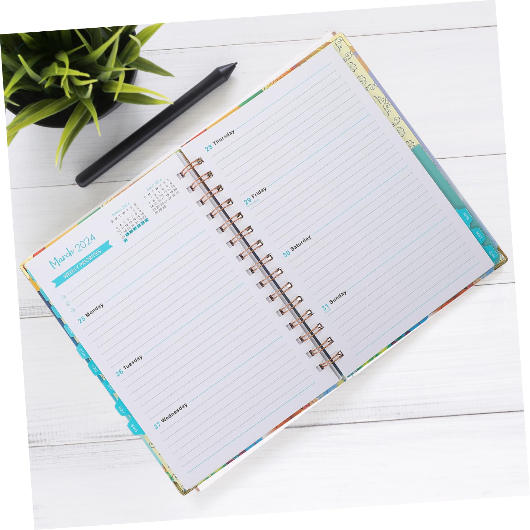 SEWACC 4stücke Planer Notizbuch Spiral Kalender Täglicher Akademischer Planer Für Schüler Und Lehrer Und Studienorganizer Notizbuch