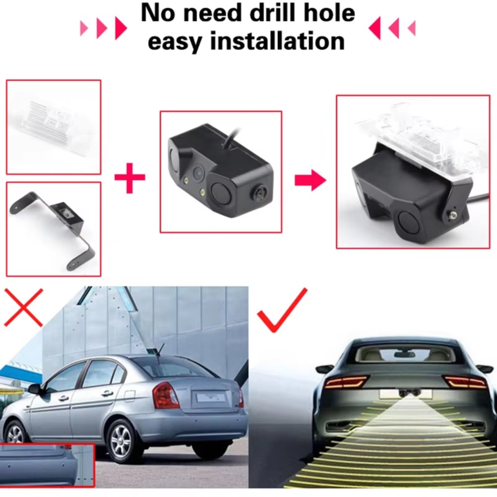 Auto Sensori Di Parcheggio Kit Sensore Di Parcheggio Radar 3 In 1 Visualizzazione LED Parktronic Visibile Monitor Backup Telecamera Retromarcia Allarme Radar Retromarcia Sensore Parcheggio Kit