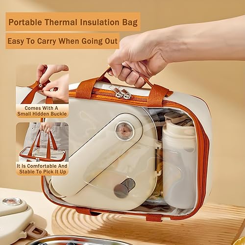 Miniatura 9 de Caja Bento de Acero Inoxidable, Lonchera Hermética de 800ml, Fácil de Abrir y Cerrar, Recipiente para Almacenar Alimentos para Salidas, Picnics y