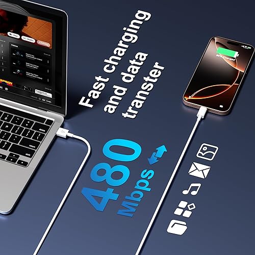 Miniatura 6 de Cable USB C de 6 pies, paquete de 3 cables de carga hibiker 3A tipo C de nailon de alta calidad USB-C a USB-A cargador rápido C para Samsung Galaxy