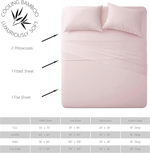 Miniatura 6 de American Home Collection Juego de sábanas de bambú refrescante, 400 hilos, 100% viscosa de bambú, suave, sedosas, naturalmente frescas, lujosas, con