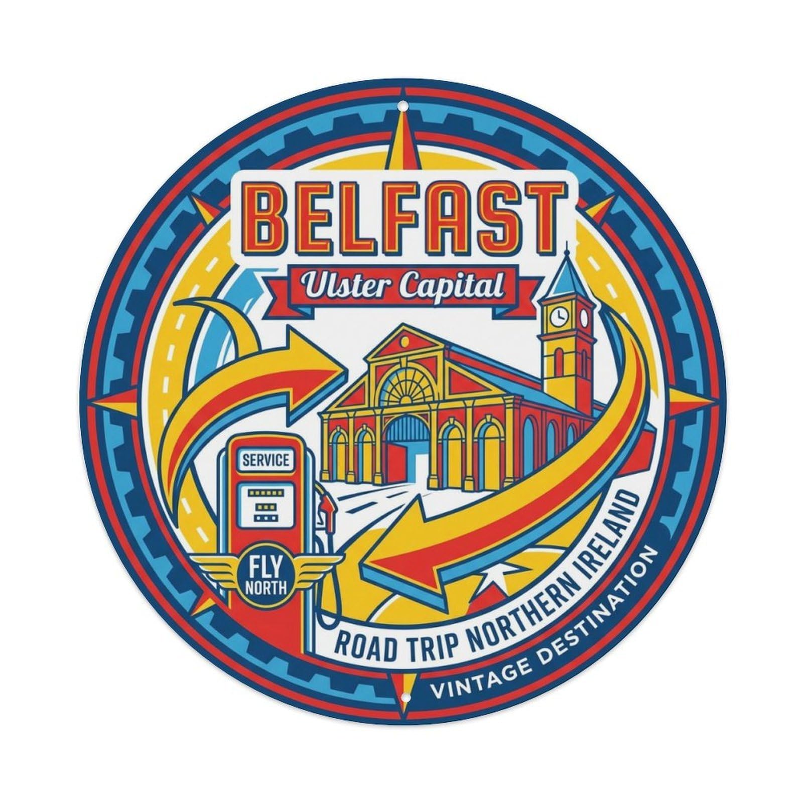 Vintage Travel Belfast Ireland Melody Metal Tin Sign