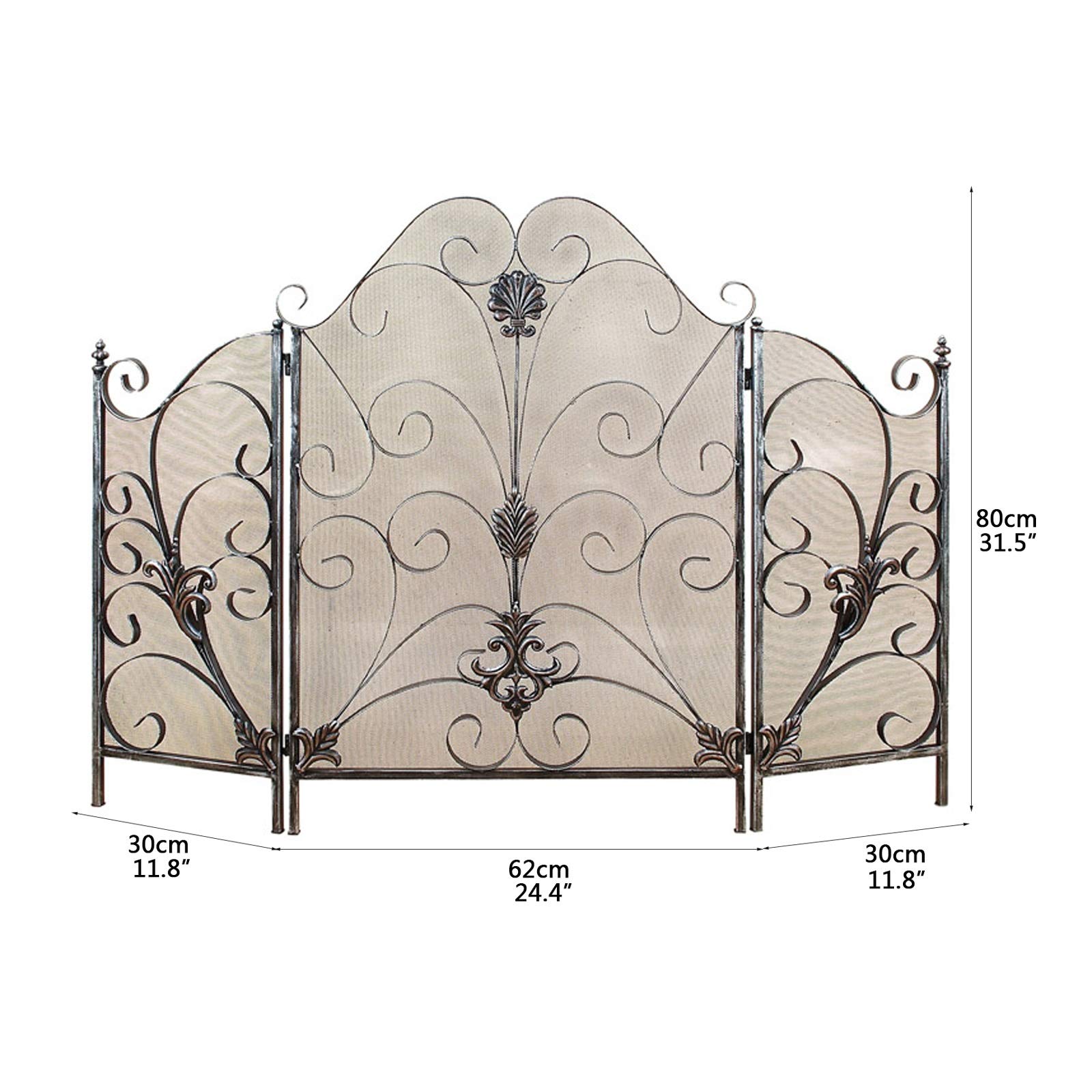 Schermi per Caminetti di Guardia Schermo camino 3 pannello Schermo camino Guardia schermo in ferro battuto con telaio in metallo decorativo decorativo decorativo modello decorativo design scintilla li