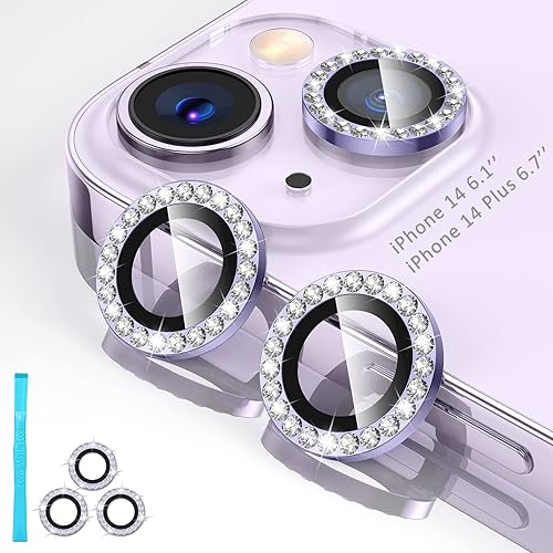 Tensea 2+1 unidades para iPhone 14iPhone 14 Plus, protector de lente de cámara, cubierta de vidrio templado 9H, anillo individual de metal para