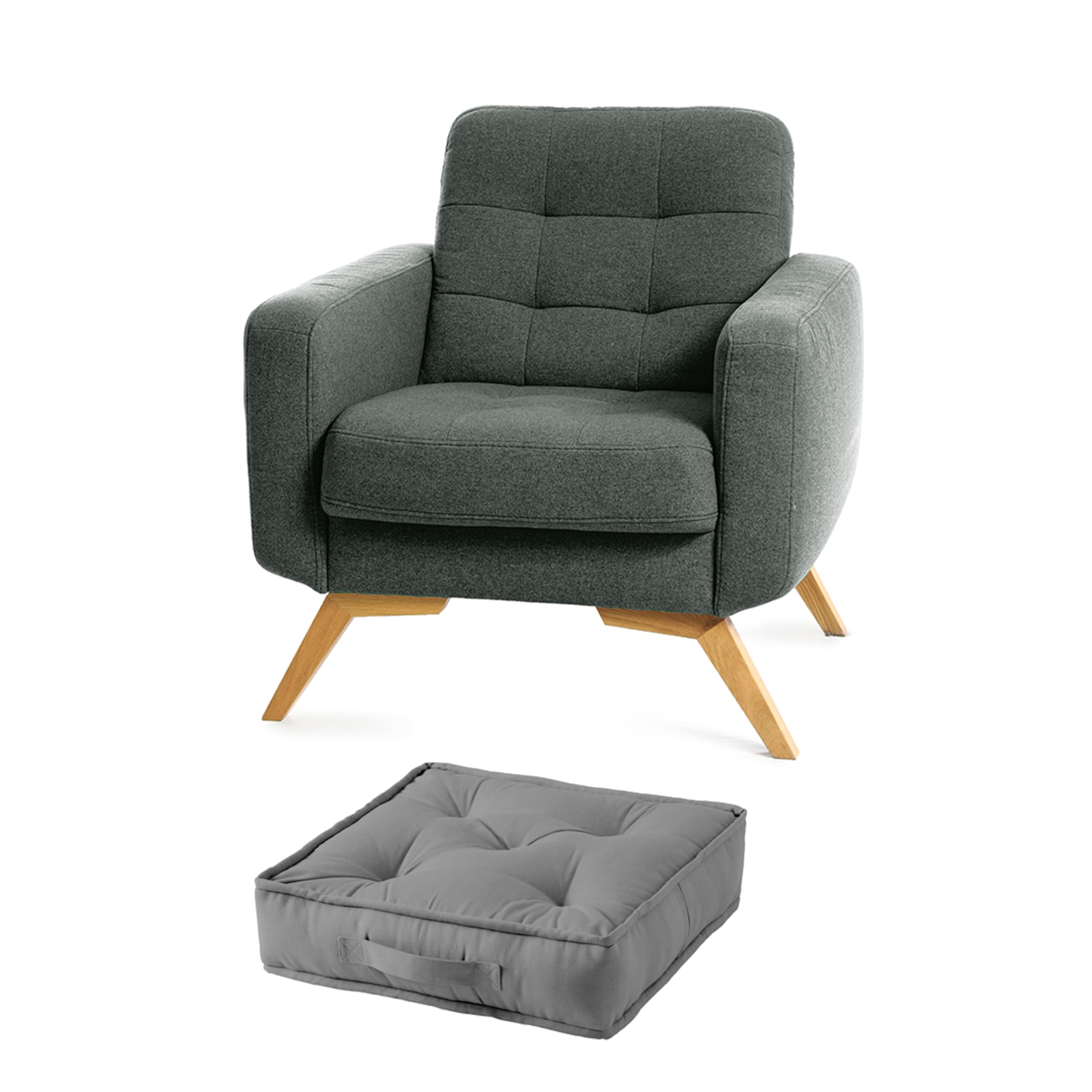 Rohi Grey Booster Cushion For Armchairs 40X40cm +10Cm - Hypoallergenic 100% Cotton Cover - Thick, Firm Support Garden Seat Pad Chair Cushion Ideal For Elderly, Pregnancy & Post Surgery Comfort