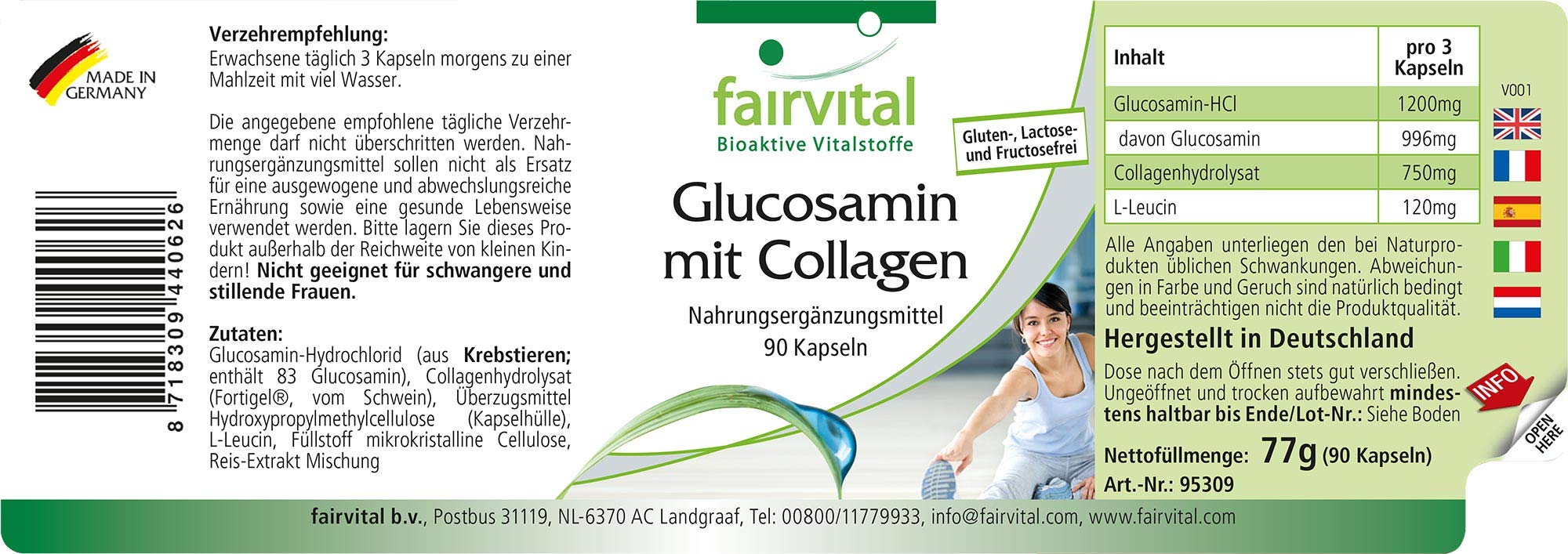 fairvital Arthro Protect Forte, 270 Kapseln, Gelenk-Komplex mit Glucosamin, Chondroitin, Collagen, Hyaluronsäure, MSM, Calcium, Vitamin D u. E
