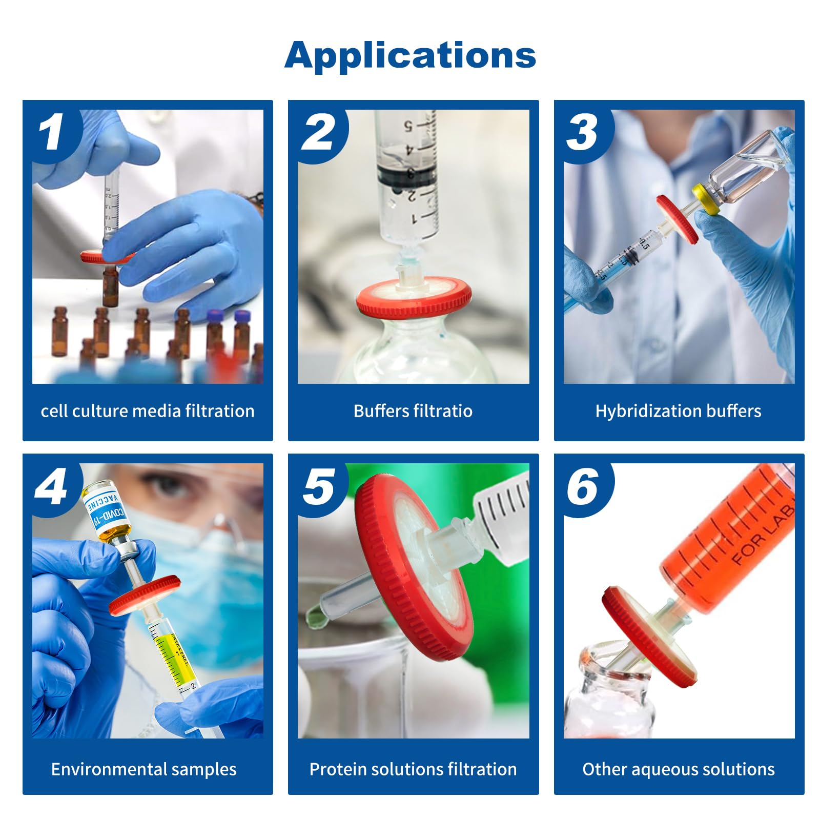 Hydrophobic PTFE Syringe Filters,0.22μm 13mm,Non‑sterile,Pack 100 — Amazon image 8