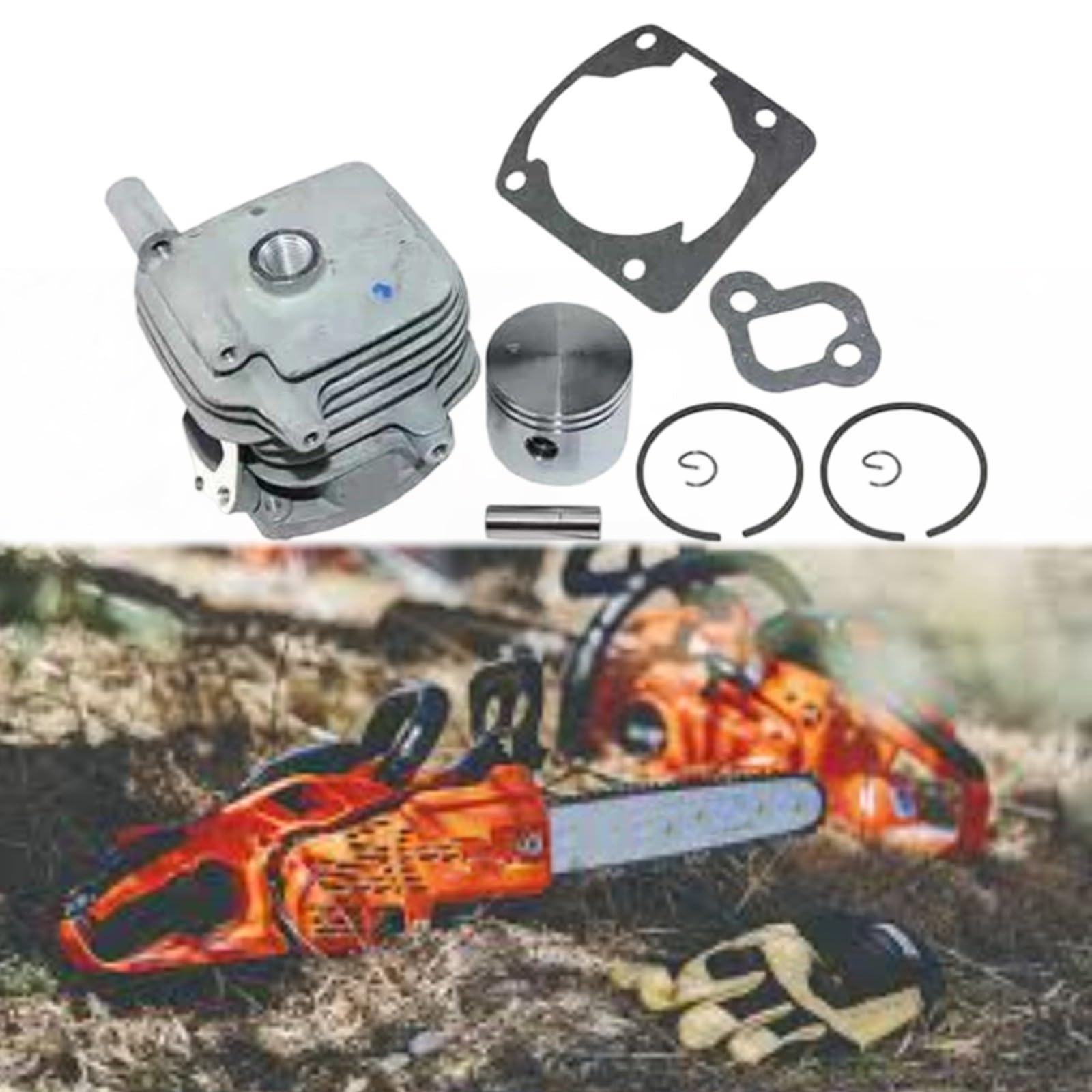 Kit di Riparazione Cilindro E Pistone Con 2 Guarnizioni In Metallo Per Sega Echo CS-2511/CS-2511P/CS-2511PN/CS-2511T/CS-2511TN/CS-2511TES