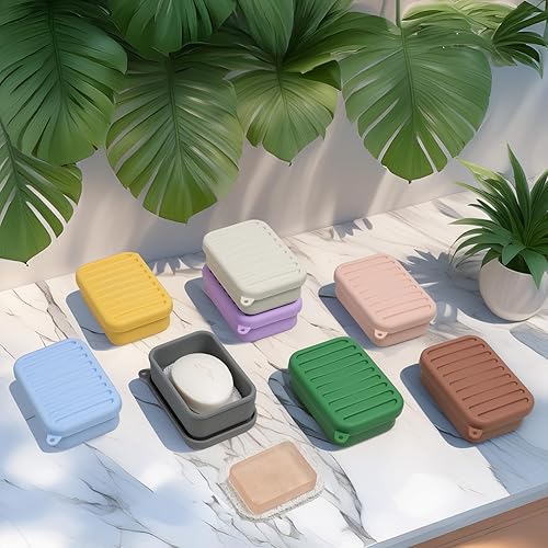 Miniatura 6 de Estuche de jabón de viaje a prueba de fugas (jabón no incluido), relleno de calcetines, contenedor de jabón de barra de silicona con drenaje,