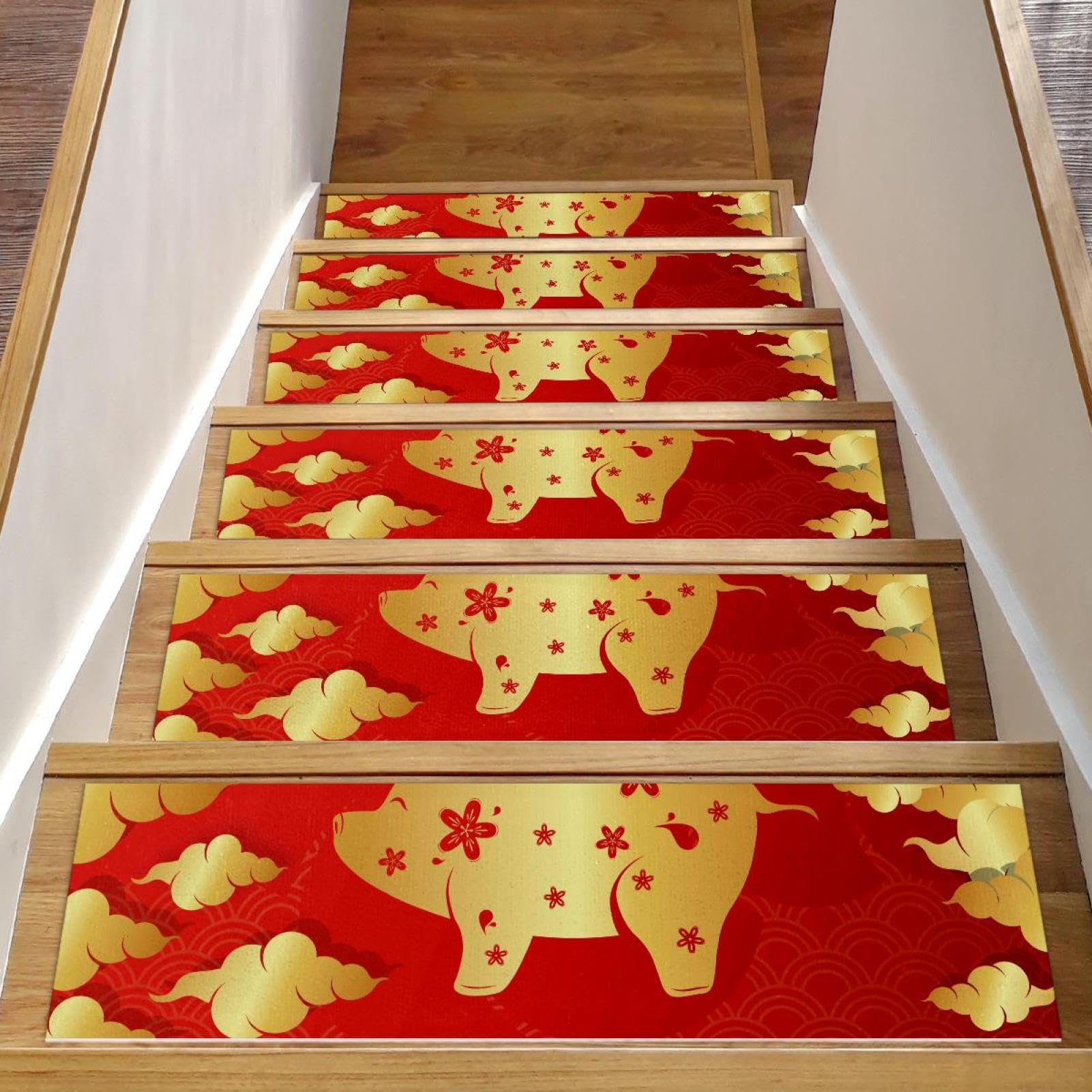 Peldaños antideslizantes para escaleras de madera de interior lavables alfombras rojas