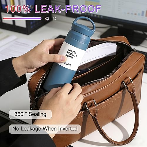 Miniatura 4 de Botella deportiva aislada de doble pared de 17 onzas, mantiene el calorfrío durante 24 horas, a prueba de sudor, duradera, perfecta para gimnasio y