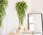 RECUTMS Outdoor Fake Hanging Plants,Hanging Plant Vine,Faux Eucalyptus Leafs Greenery Vine Plant Faux Plants Fake Plants Greenery for Jungle Theme Party Wedding Decoration(Yellow)