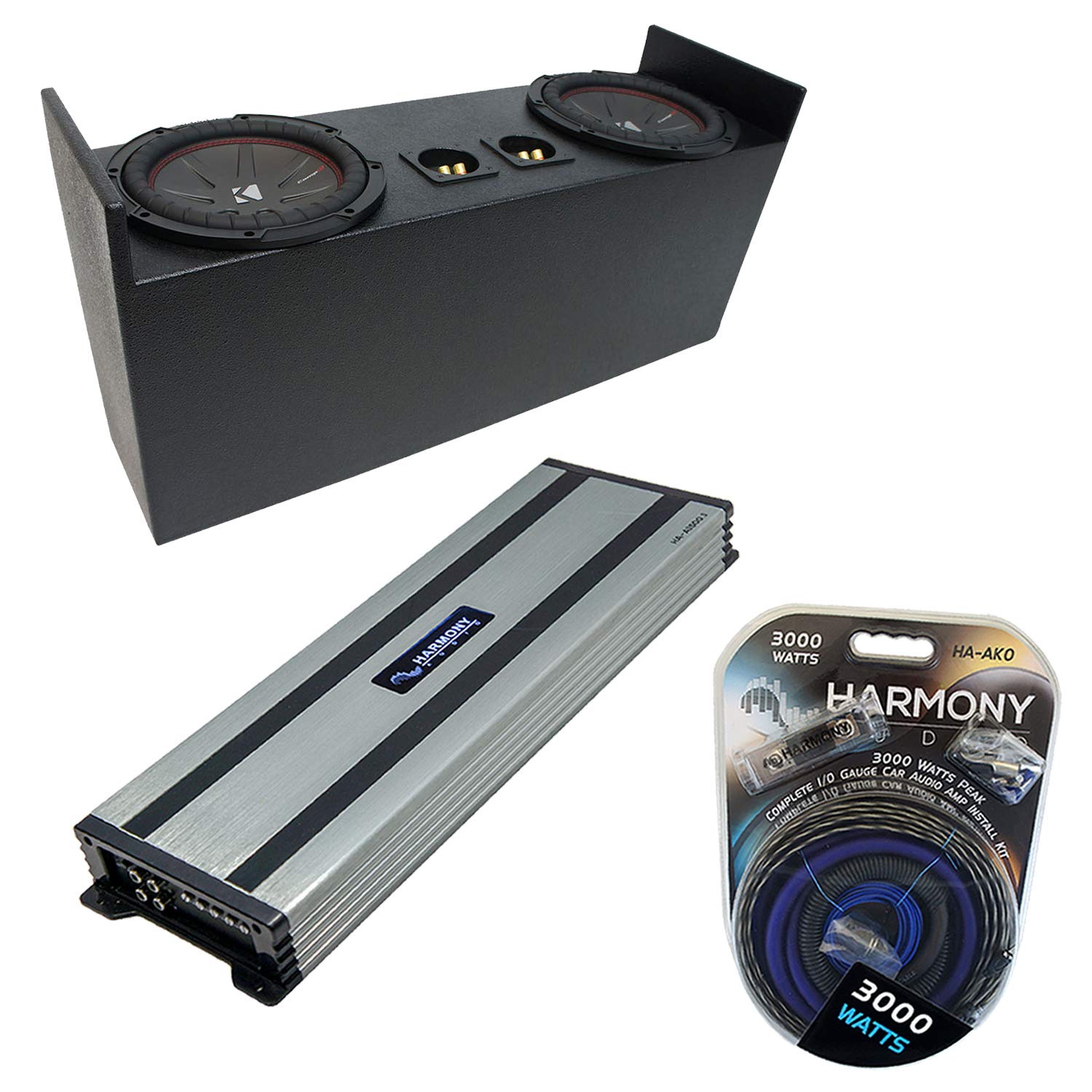 Harmony Audio Compatible with 1987-2006 Jeep Wrangler YJ TJ Kicker Bundle CompR CWR10 Dual 10