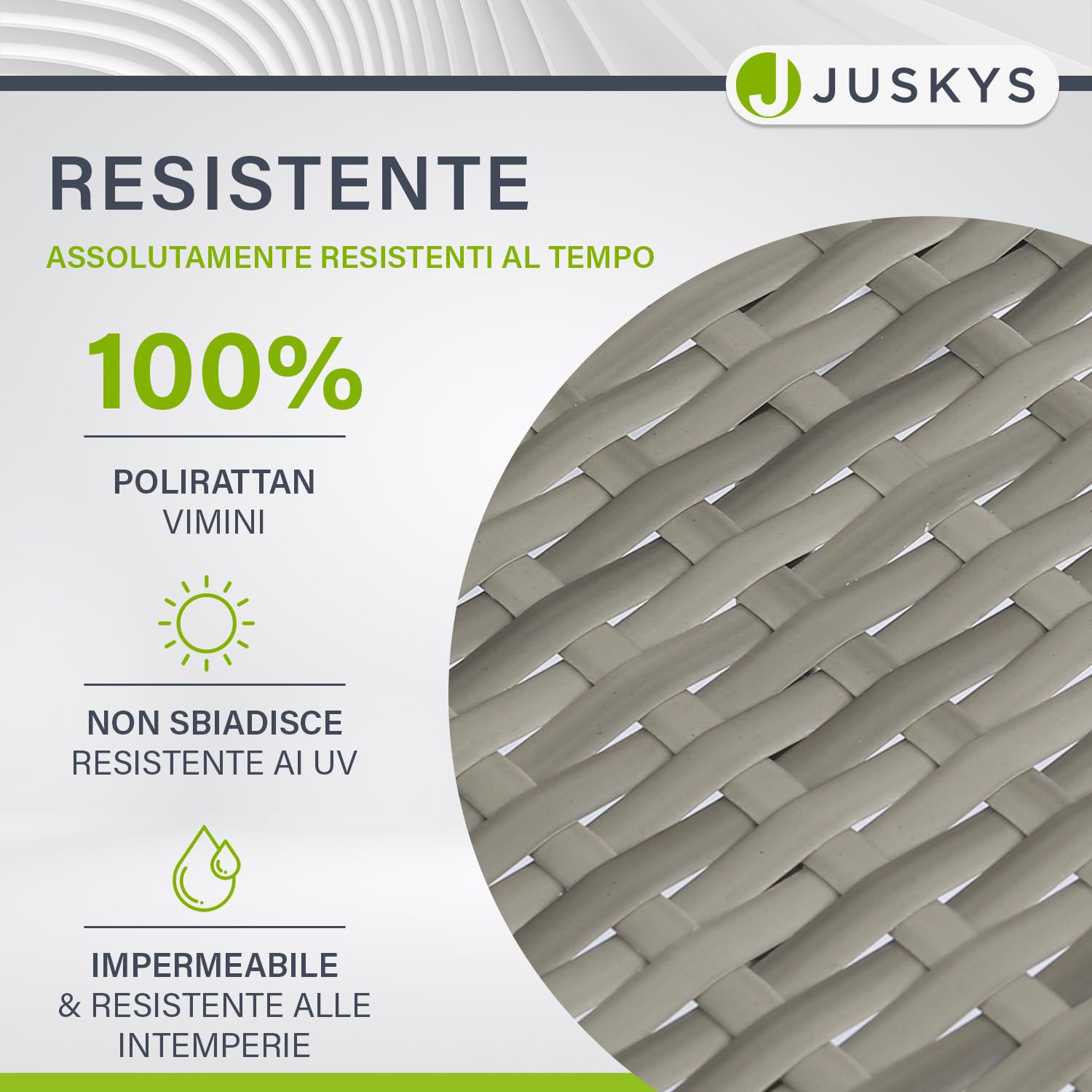 Juskys Sedie da giardino in polyrattan Yoro set da 2 con braccioli e schienale impilabili grigio melange