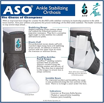 Aircast AirSelect Short Walker Brace/Walking Boot Large & Med Spec ASO Ankle Stabilizer Black Medium