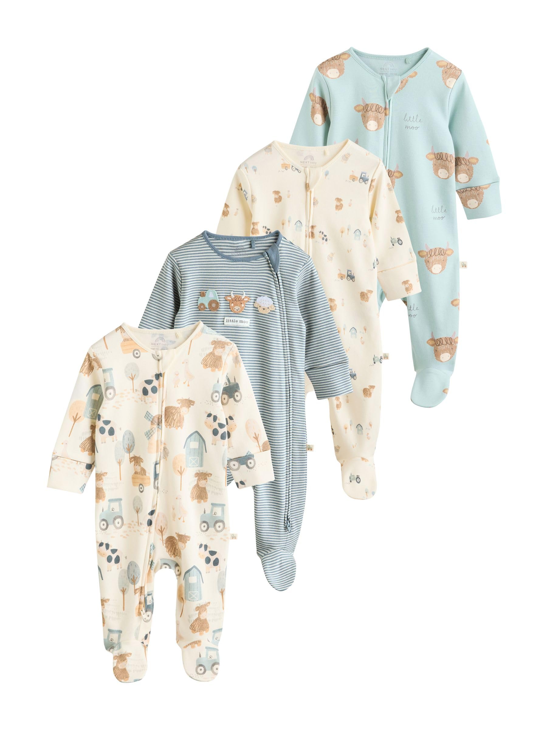 NEXT Bébé garçon Grenouillère Vache bébé, Lot de 4