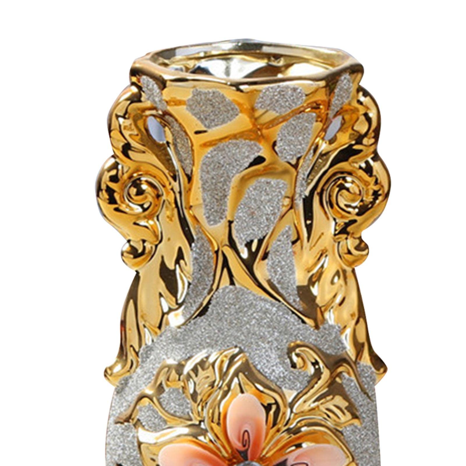 Keramikvase Europäischer Stil Blumenvasen Deko Ornament Tischdeko Goldene Muster Eleganz Aus für Hochzeit Geschenk Wohnzimmer Büro Café Bar Re, StilA