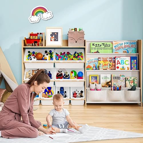 Miniatura 2 de Organizador grande de almacenamiento de juguetes con estantería, organizadores de juguetes y almacenamiento con 8 contenedores de almacenamiento,