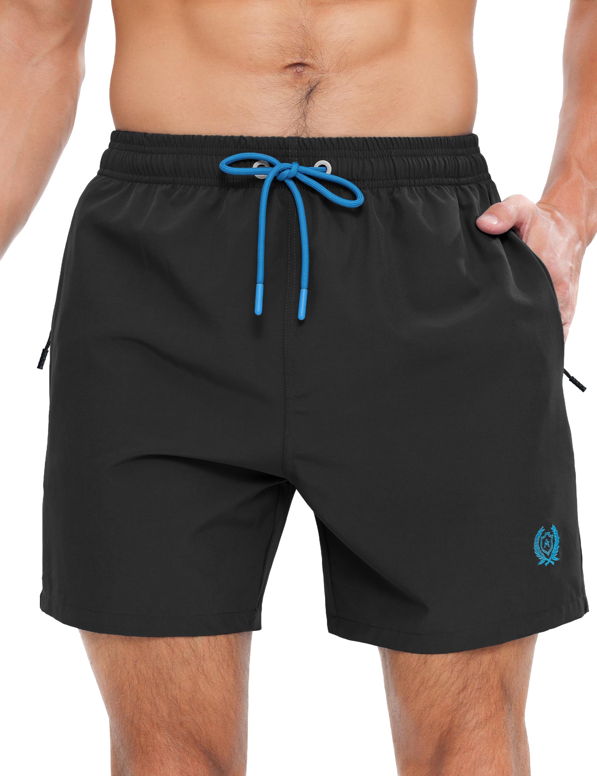 APTRO Herren Badehosen Badeshorts mit Mesh-Futter Schnelltrocknend Boardshorts Reißverschlusstaschen Einfarbig Sport Shorts ZIP025
