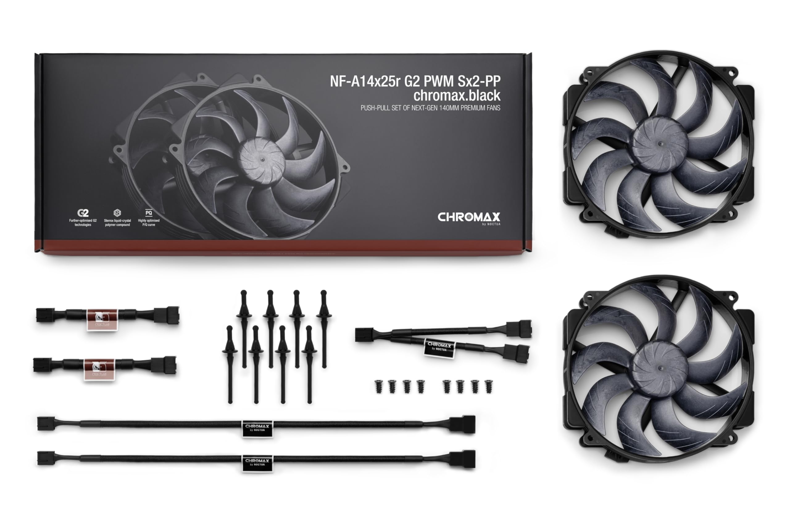 Noctua NF-A14x25r G2 PWM Sx2-PP chromax.black, Upgrade de Ventirad 2x140mm
