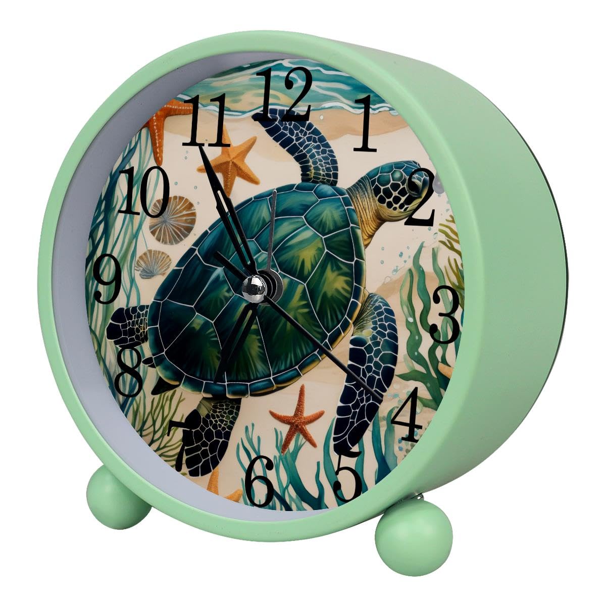 Luoweisi Alarm Clock Sea Turtle Ocean, Silent Non-Ticking with Night Light