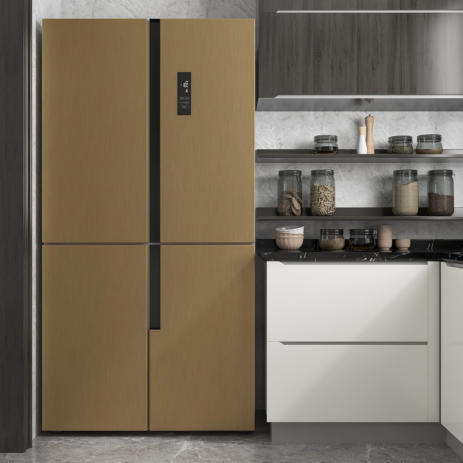 CHIHUT Stainless Steel Contact Paper for Countertop Waterproof Heat Resistant Brushed Metallic Peel and Stick Wallpaper Self Adhesive Wallpaper for Appliances Covers Dishwasher Refrigerator 17.7”x100”