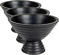 Vista 12 de Creative Co-Op - Tazón de servir con pedestal de madera estilo bohemio, acabado negro