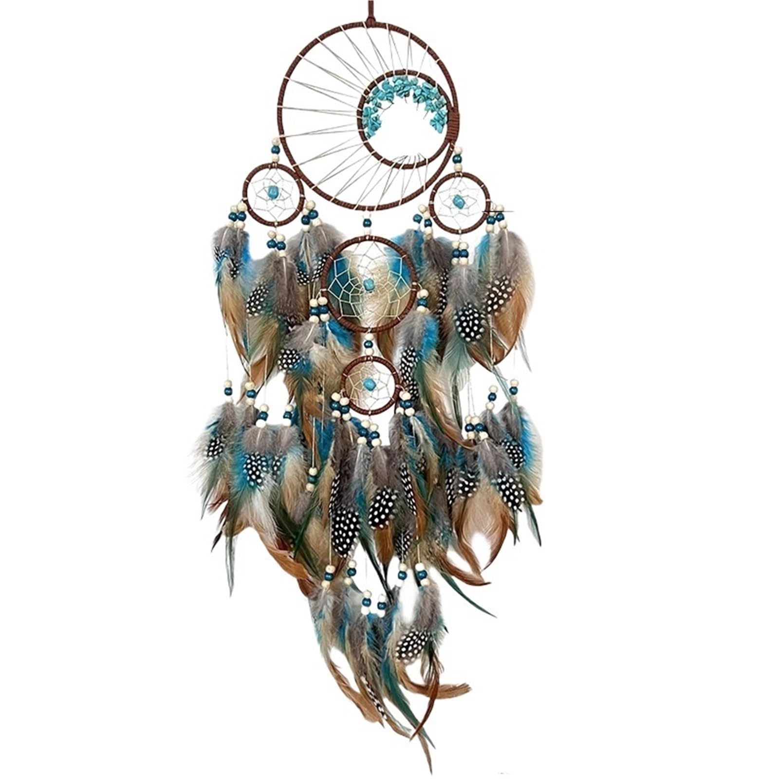 2PCS Dream Catchers Dreamcatcher Home Decoration Stone Feathers for Bedroom(Blue02)