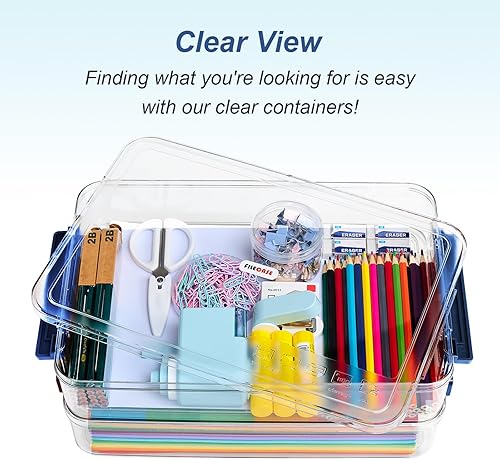 Miniatura 5 de Juego de 2 cajas de almacenamiento de 5.5 cuartos de galón, 9 x 13, de plástico, portátiles, con cierre de presión, transparentes, apilables, con