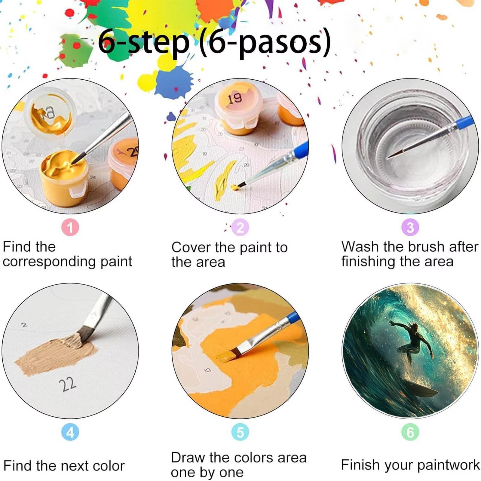 Peinture Par Numéros Cabane De Surf – Kit DIY 40x50 Cm – Toile, Pinceaux Et Acrylique – Activité Détente Adulte Et Enfant – A12
