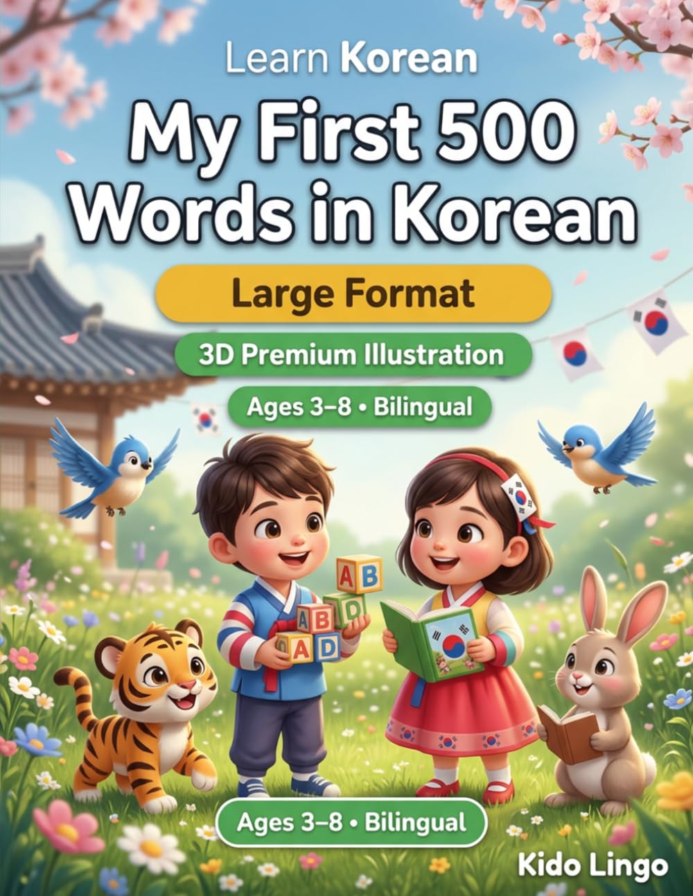 My First 500 Words in Korean: A 3D Bilingual Picture Dictionary for Kids Ages 3–8 | First Words Vocabulary Book for Toddlers, Preschoolers, Kindergarten & Young Learners