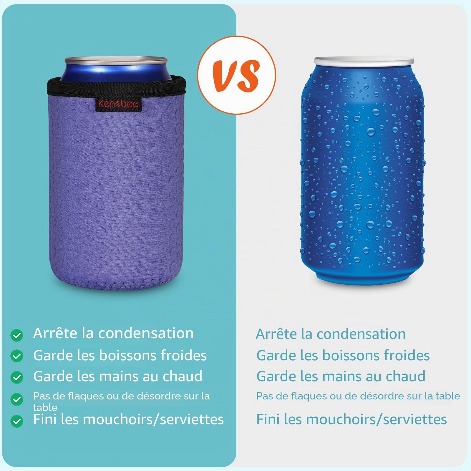 6x 12oz Manchons Isolants Refroidisseur Canette, Porte-boisson refroidisseur de canettes Antidérapants Réutilisables, Pochettes pour canettes de Bière (355ml, 6 Couleurs)