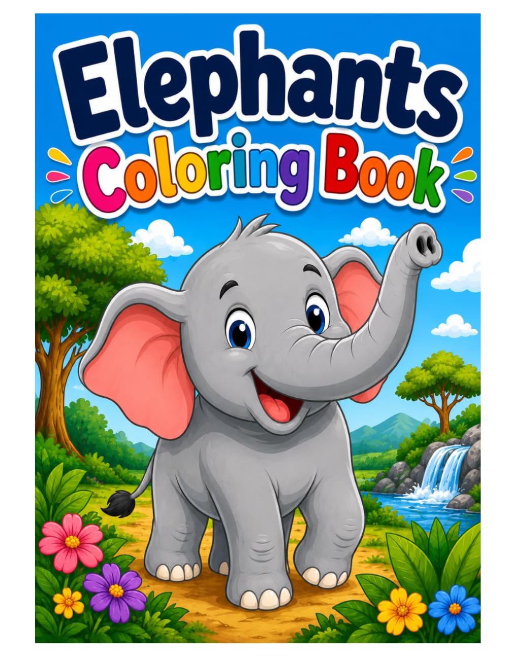Elephants Coloring Book: Cute Elephants, Fun Animal Adventures and Relaxing Coloring Pages for Kids and Adults