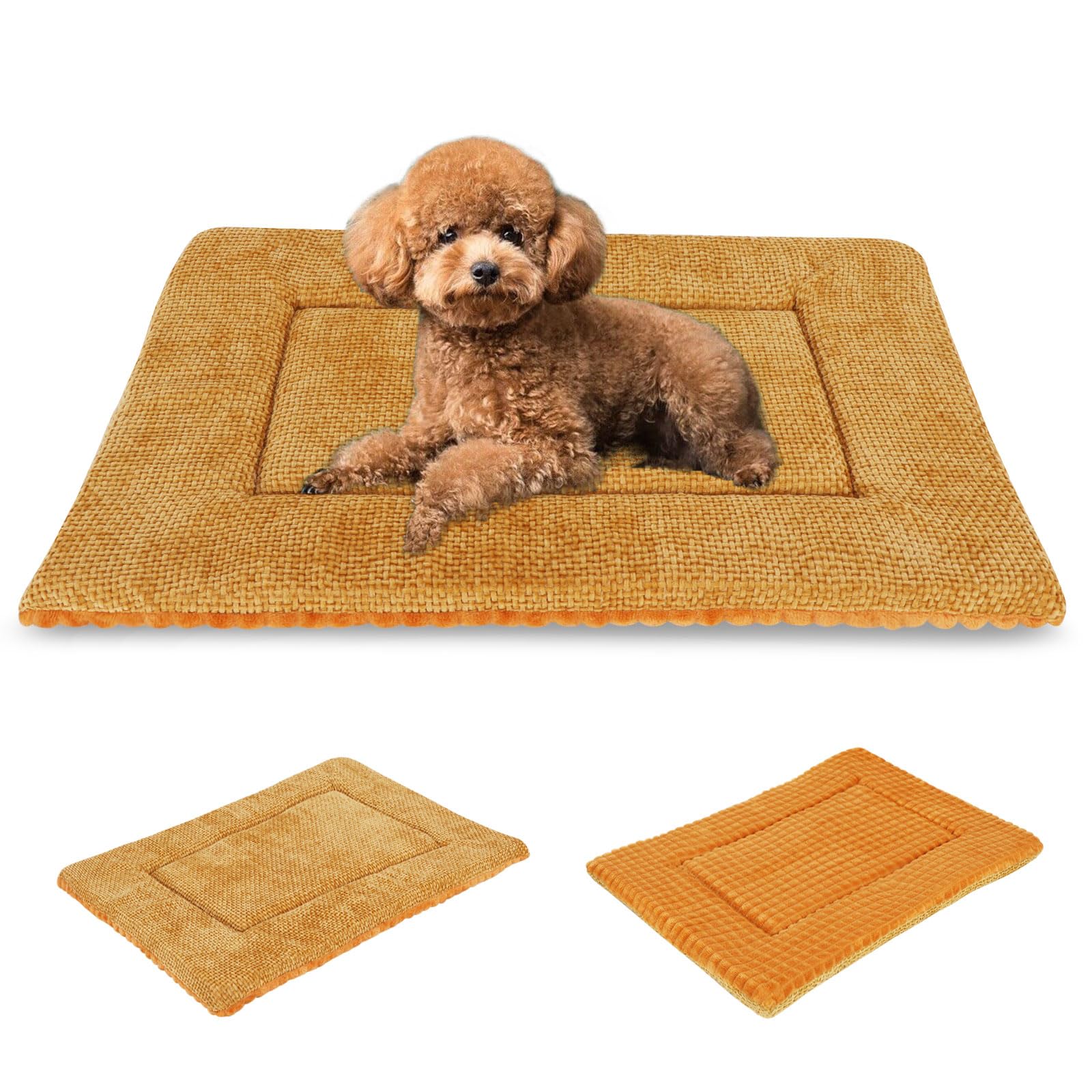 Vejaoo Dog Bed, Dog Crate Pad, Reversible Washable Cushion, Soft Plush Puppy Mat, Memory Foam Mattress for Small Medium Large Dogs and Prevent Catching Mats for Cats XZ016