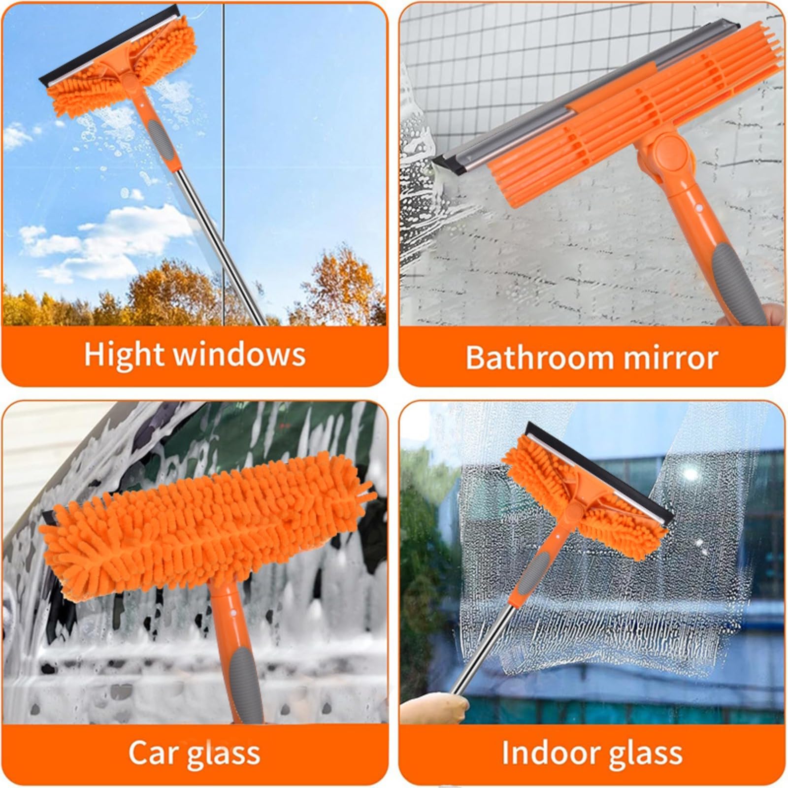 Genérico Kit de Plumero Telescópico de 6 m con Palo Extensible Ajustable (1,5–4,9 m), Cepillo de Limpieza Telescópico y Cabezal de Microfibra para Techos, Ventanas y Telarañas