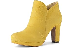 Yellow Booties for Women: Elevate Your Style with Chunky Heeled Ankle Boots