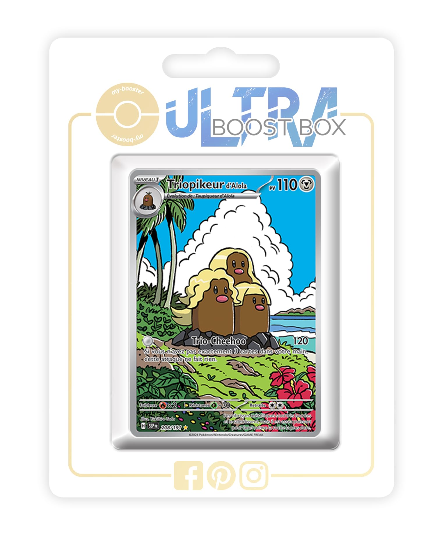 my-booster Triopikeur d'Alola (Dugtrio di Alola) 208/191 Alternativa Pokémon Gallery Secreto X Écarlate et Violet 8 - Étincelles Déferlantes Box di 10 carte Pokémon Francese