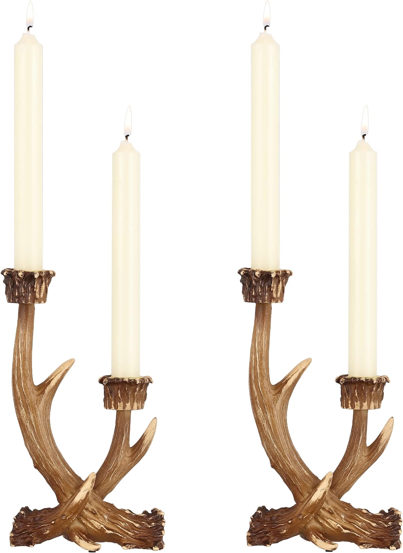 Deer Antler Candle Holders, Rustic Candlestick Holders Farmhouse Decor Style for Wedding Centerpieces, Living Room, Bathroom, Dining Room(2 PCS)