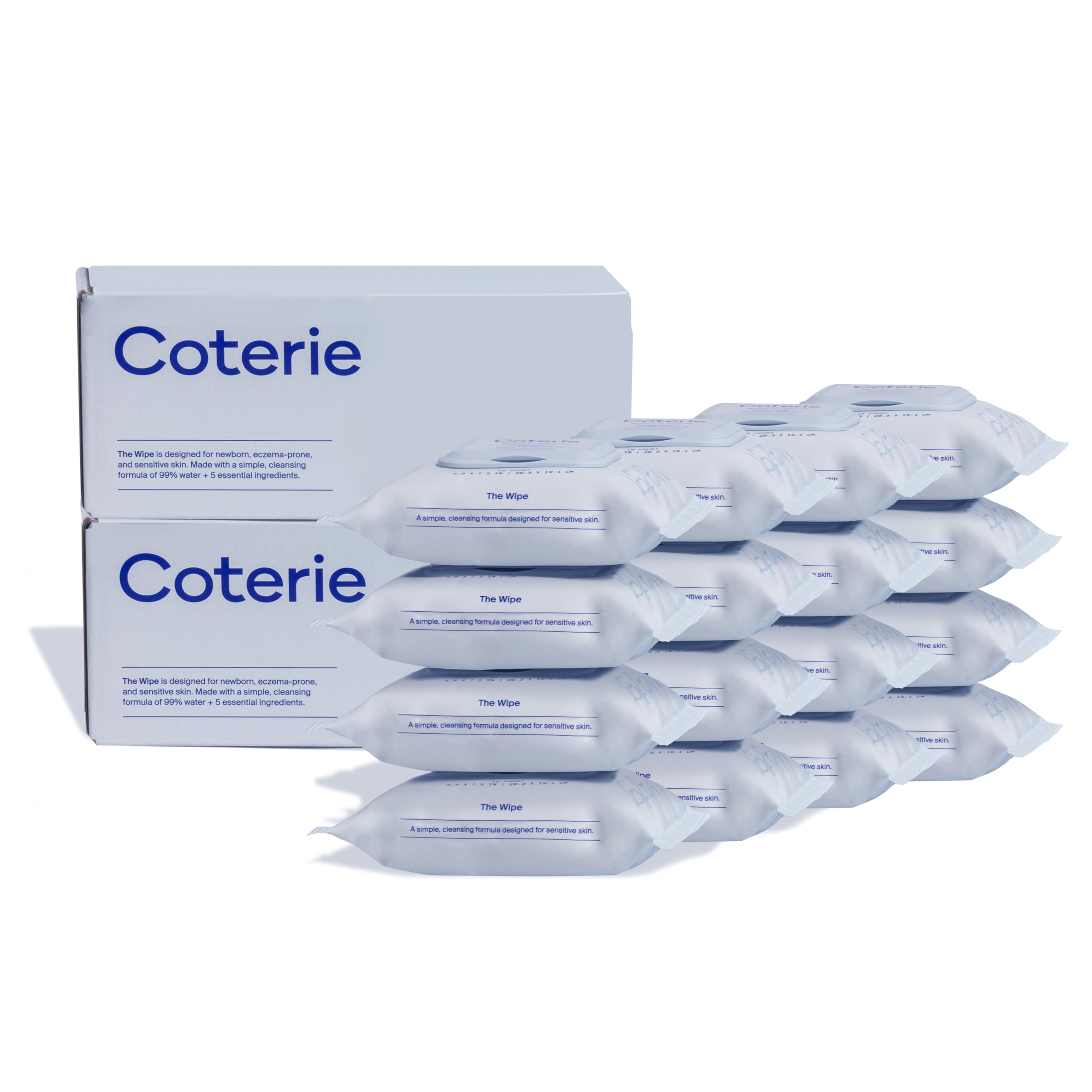 Coterie Baby Travel Size Wipes for Sensitive Skin, Plant-Based and Plastic-Free Fibers, 99% Water, Hypoallergenic, pH Balanced, Unscented, Clean and Gentle Baby Essentials, 16 Travel Packs, 288 CountEWG VerifiedThe Forest Stewardship Council