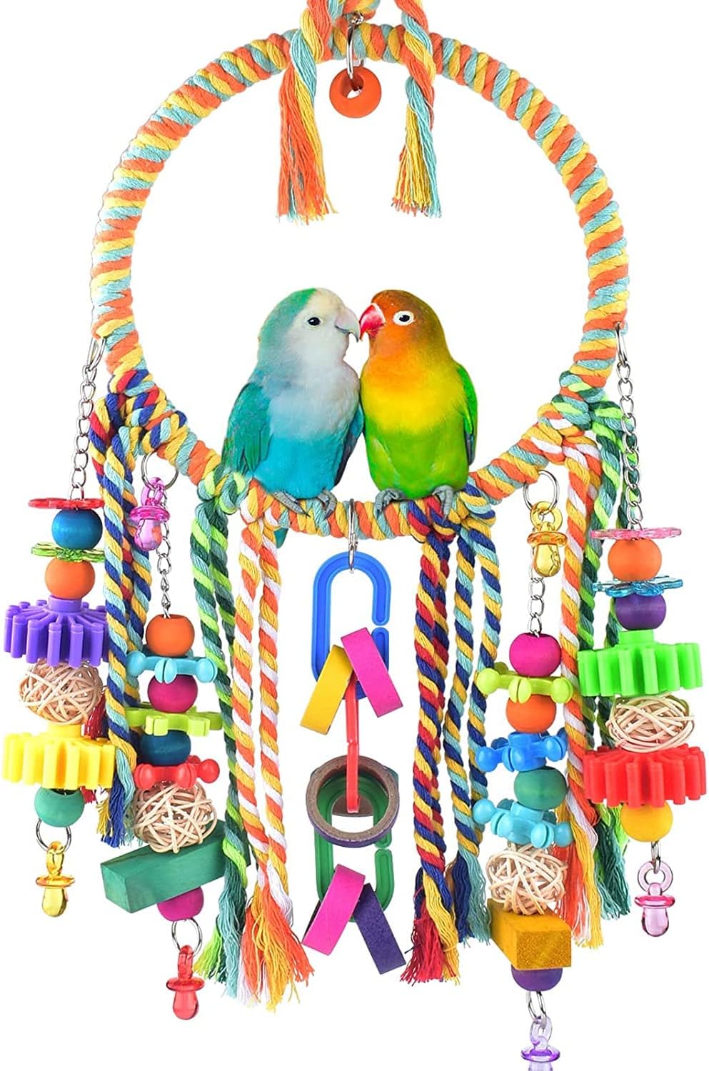 Luksuriøst Bird Toys, Bird Swing Toy Bird Perch with Colorful Chewing Toys, Suitable for Lovebirds, Finches, Parakeets, Budgerigars, Conure ect Small Birds