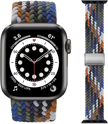 Correa elástica de nailon trenzada Solo Loop compatible con Apple Watch Band UltraSE87654321 para hombres y mujeres, correa deportiva suave