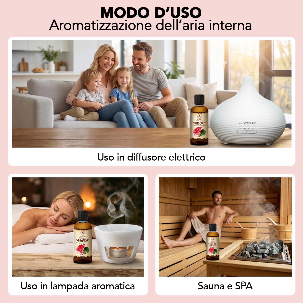 Olio Essenziale di Geranio 100 ml - per Diffusori e Aromaterapia
