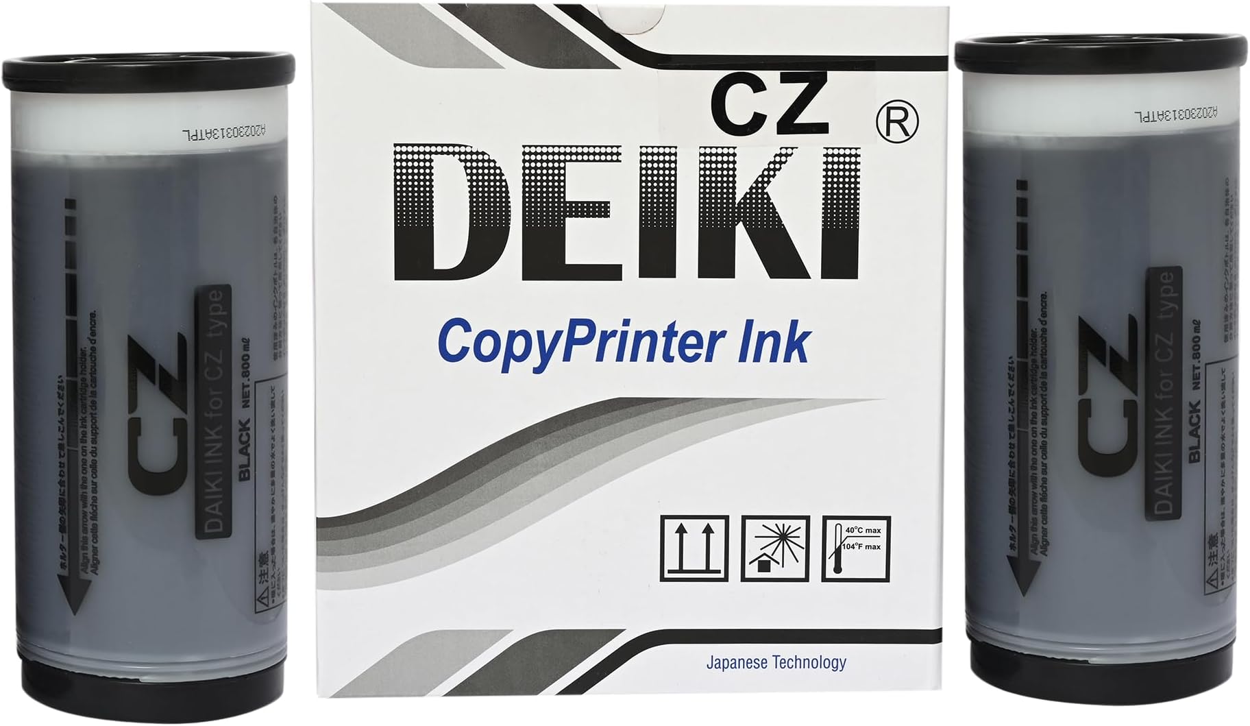 DEIKI Black Ink for RISO CZ 180/100 Duplicator - Set of 2 Cartridges
