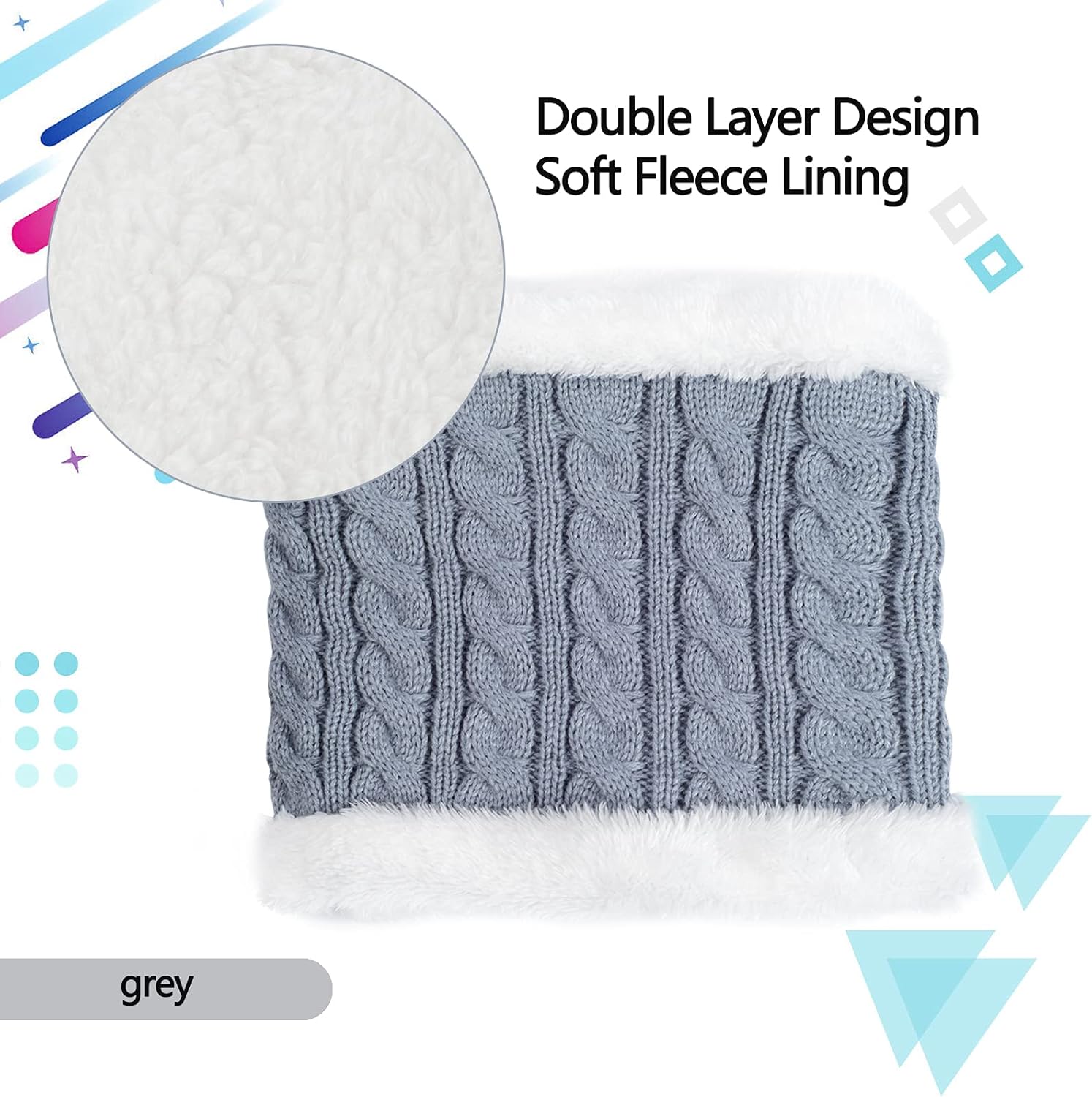 Kids Winter Beanie Scarf Gloves Set with 2 Pompom - Thermal Thick Fleece Lined Hat, Neck Warmer & Mittens for 1-10 Boys Girls - Image 5