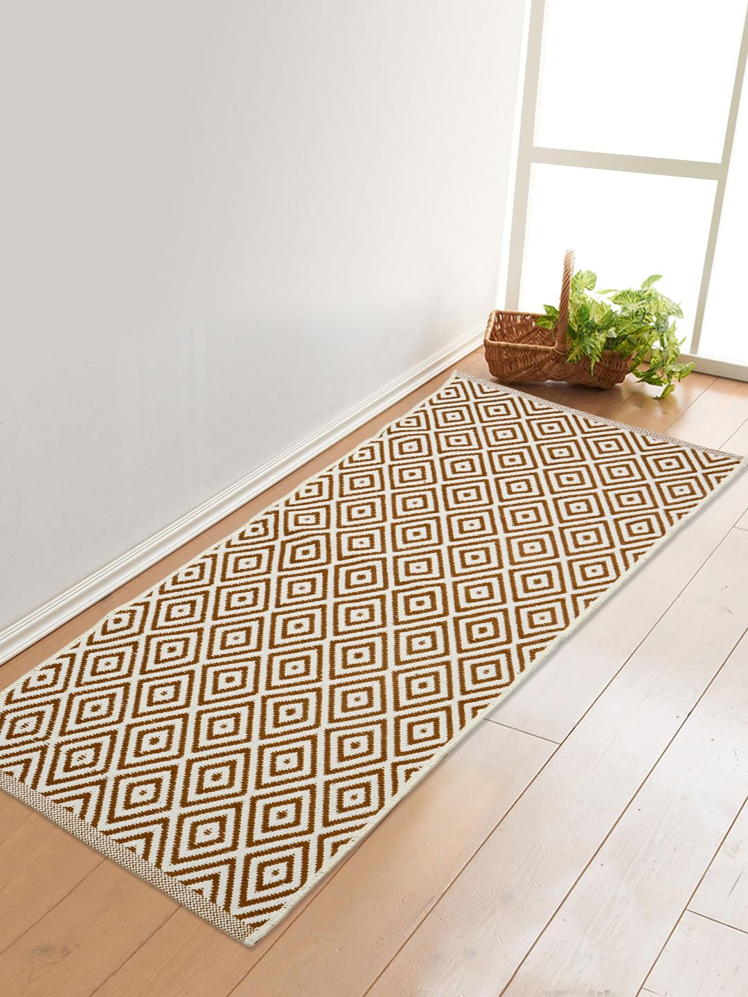 SARAL HOME EASY LIVING Cotton Ptinted Rectangular Multipurpose Rug/Runner Durable & Washable Multipurpose Rugs Set for Home/Kitchen/Living Area/Lobby,Set of 1(Brown,50X130cm)-picture-14