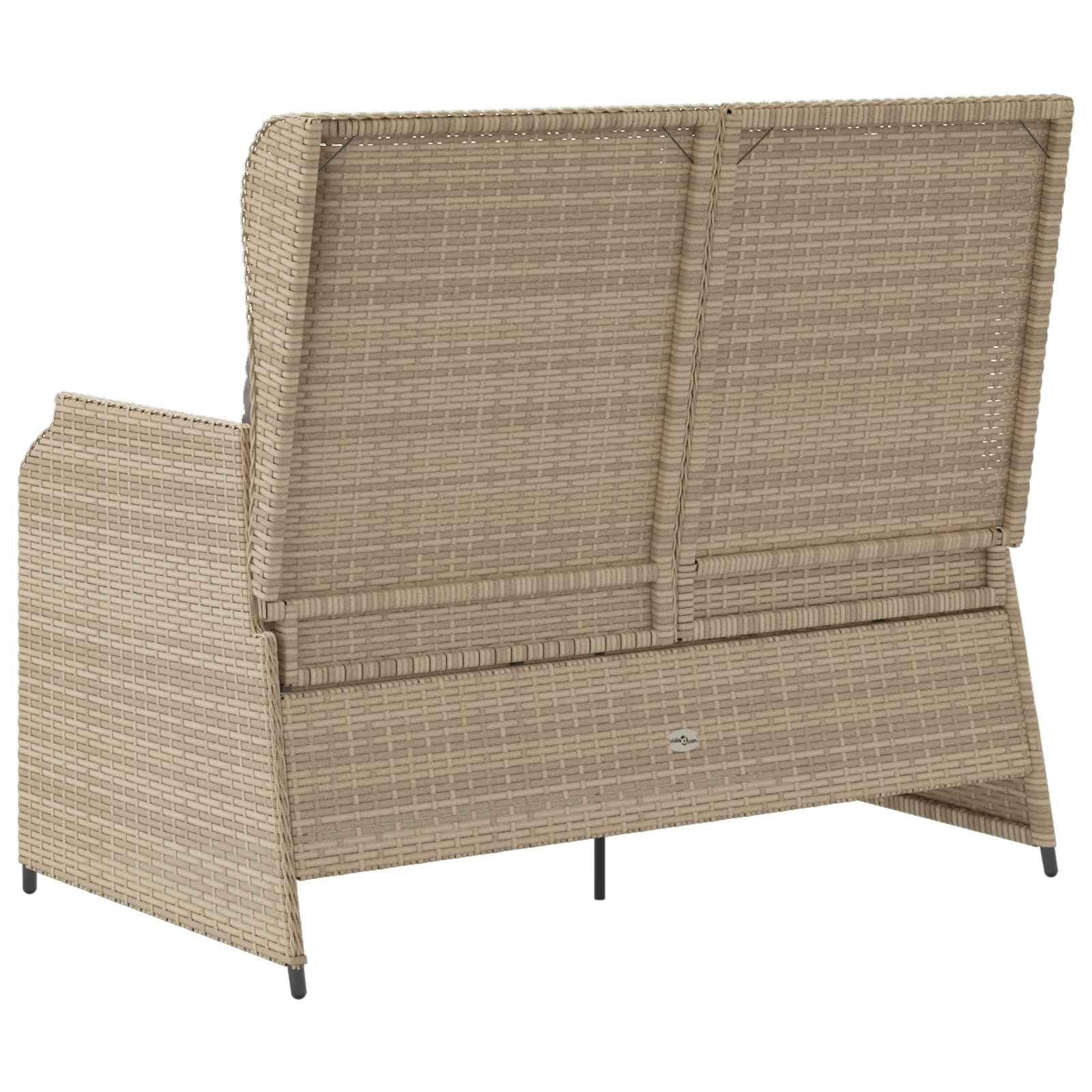 polirattan podwójna na taras i ogród nowoczesna Beżowy 110x67x95 cm