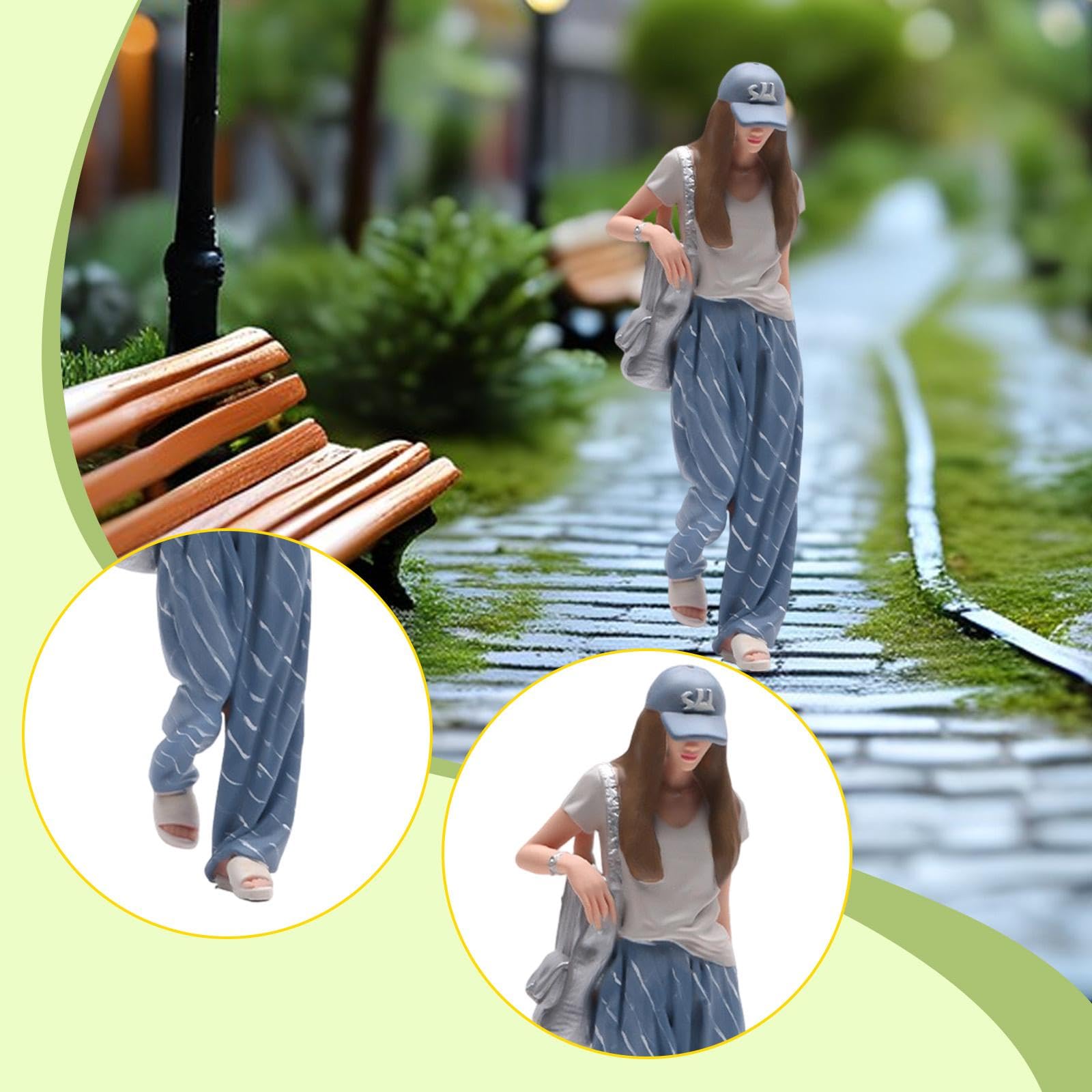 Miniatura Figura Giovane Donna Statua Ragazza Capelli Lunghi Accessorio Modello Resina Scena Elegante Realistica Adatta per Allestimento Scena