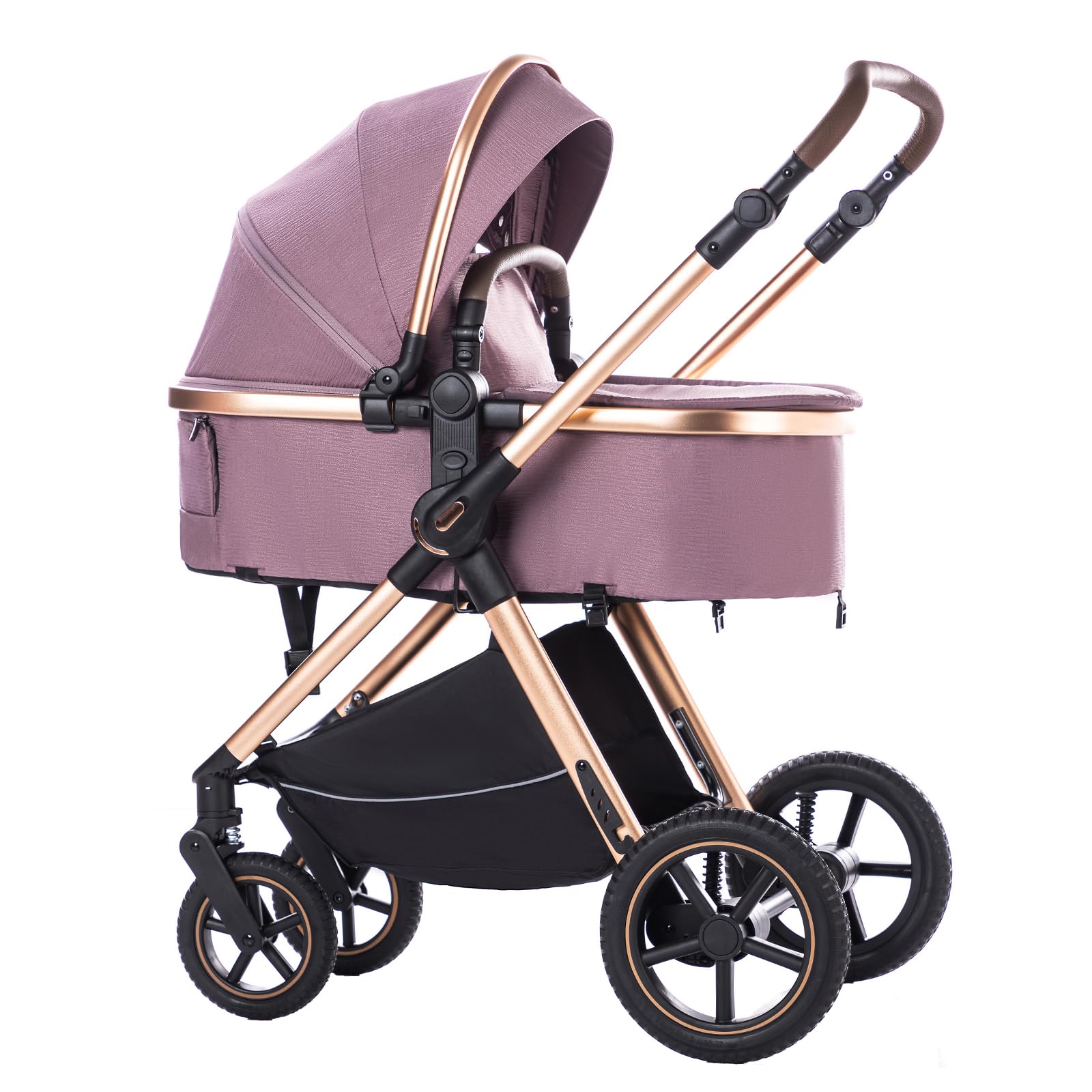 Compact Combined Stroller 3 in 1 High Landscape Quadruple Folding Baby Stroller 0-4 Years (D2 Purple, H2-D)